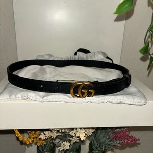 Authentic Gucci Women's GG Marmont Leather Belt (small)